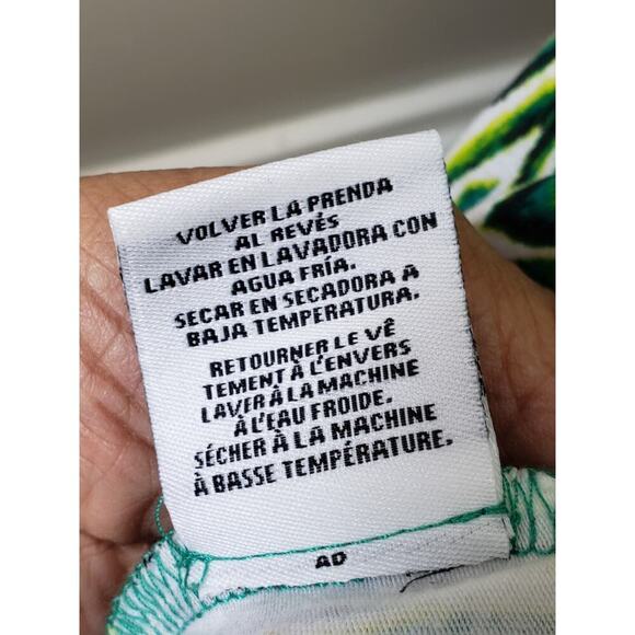 Ruby Rd. Blouse Top Womens 2X Green Printed Beaded V Neck Long Sleeve Pullover - Picture 7 of 12